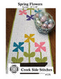 Spring Flowers Printed Pattern, Cute Table Runner - CSS376 From Creek Side Stitches, 5 inch square / Charm Pack friendly Finished 15 x 40