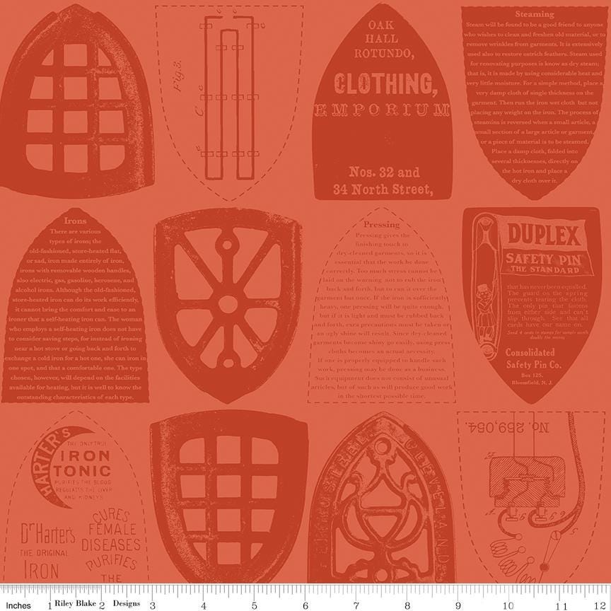 Press On Iron Plates Red C15257-Red by J. Wecker Frisch for Riley Blake Sold in 1/2 yard Increments