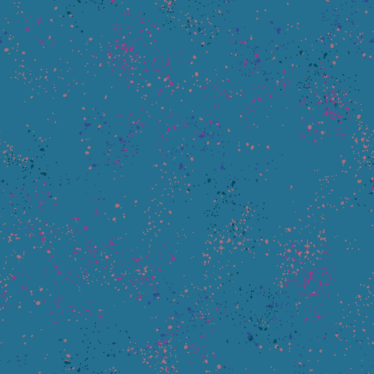 a blue background with small pink dots
