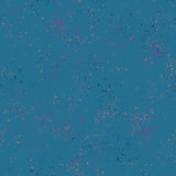 a blue background with small pink dots