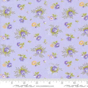 a purple background with flowers and leaves