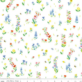 a white background with colorful flowers on it