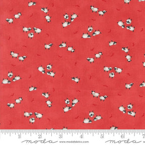 Willows Farm Sheeps in the Pasture Barn Red Yardage 56105-21 by Deb Strain for Moda Fabric Sold in 1/2 yard increments cut continuously