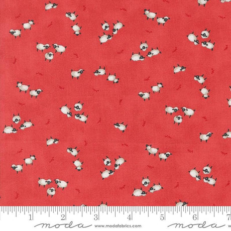 Willows Farm Sheeps in the Pasture Barn Red Yardage 56105-21 by Deb Strain for Moda Fabric Sold in 1/2 yard increments cut continuously