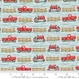 Willows Farm Trucks and Tractors Sky Yardage 56103-16 by Deb Strain for Moda Fabric Sold in 1/2 yard increments cut continuously