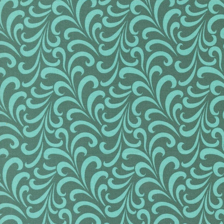 a green and blue wallpaper with swirls on it