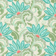 a green and blue floral pattern on a white background
