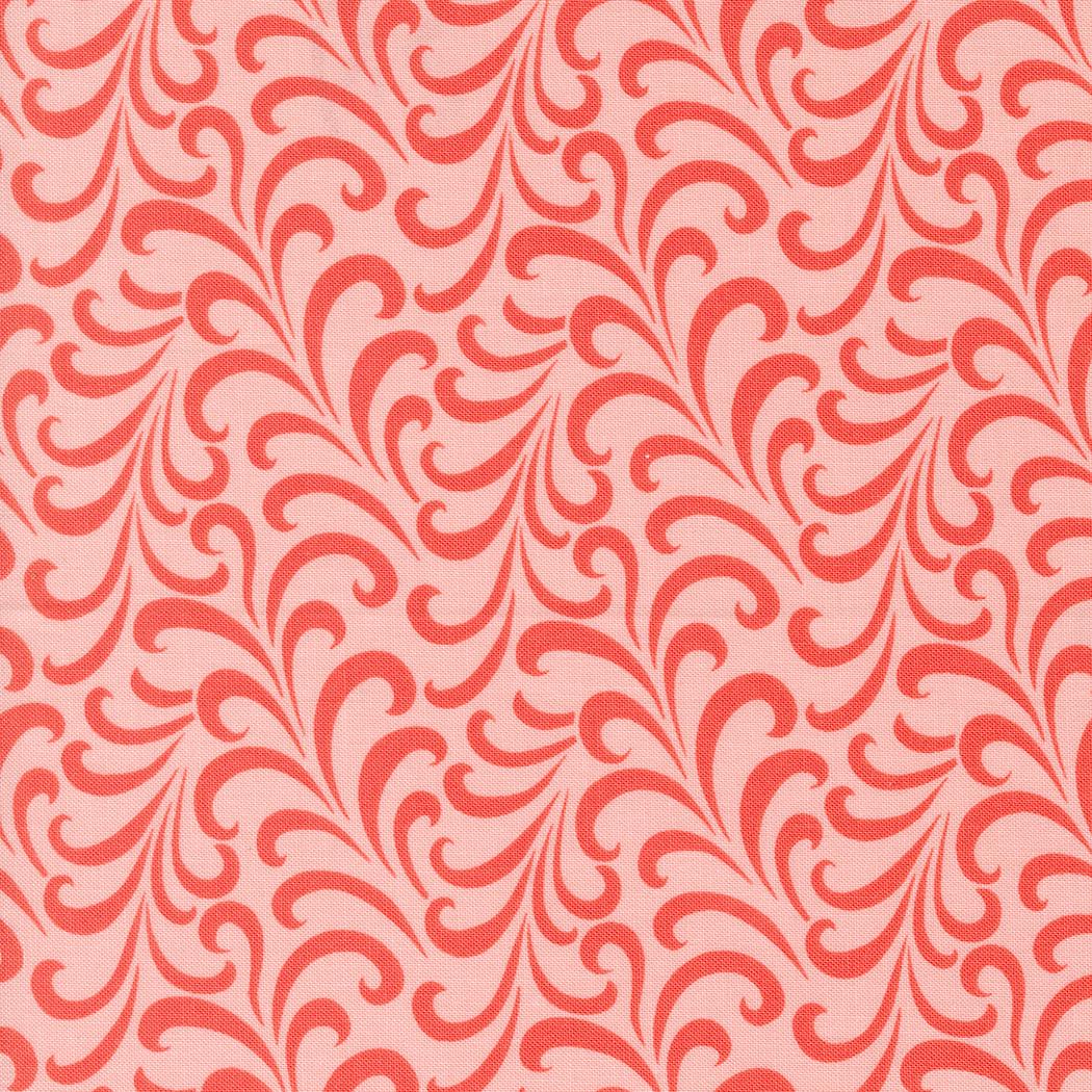 a red and white wallpaper with a design on it