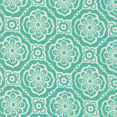 a green and white flower pattern on fabric