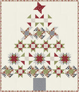 a quilted christmas tree with red and green stars