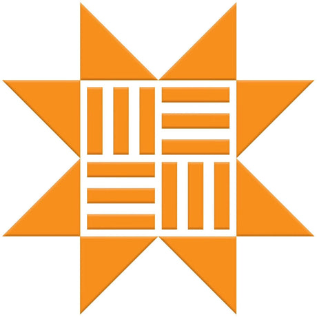 an orange and white logo with a star in the middle