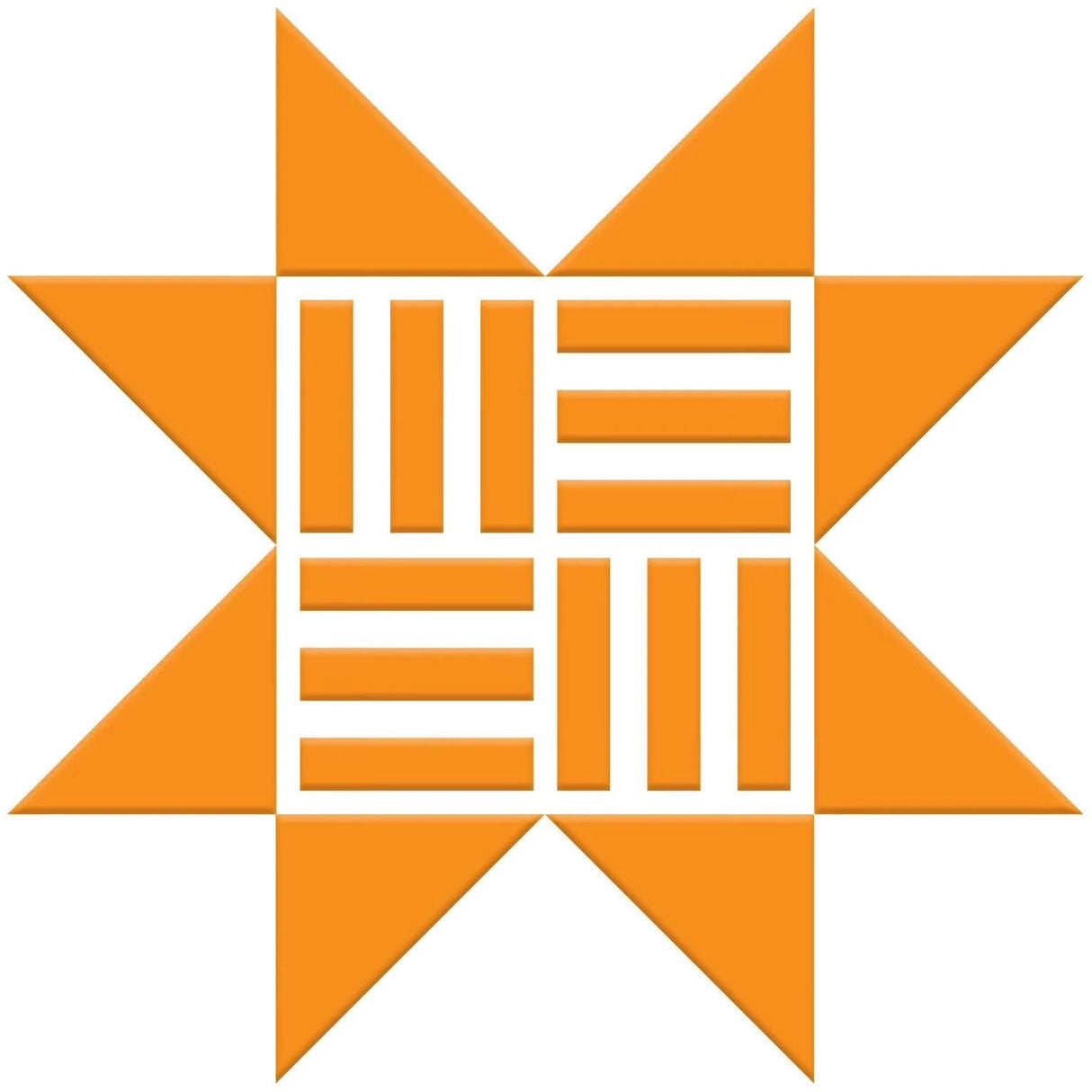 an orange and white logo with a star in the middle