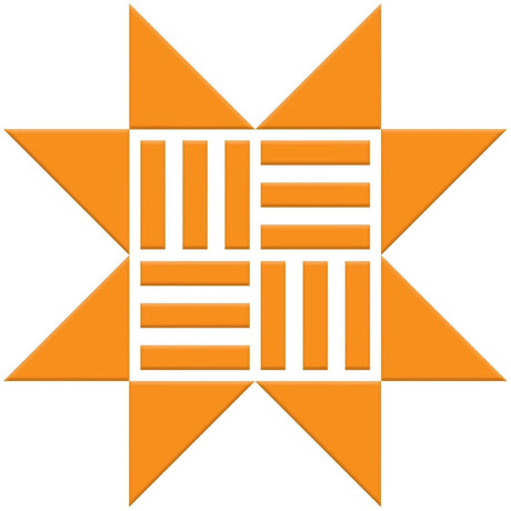 an orange and white logo with a star in the middle