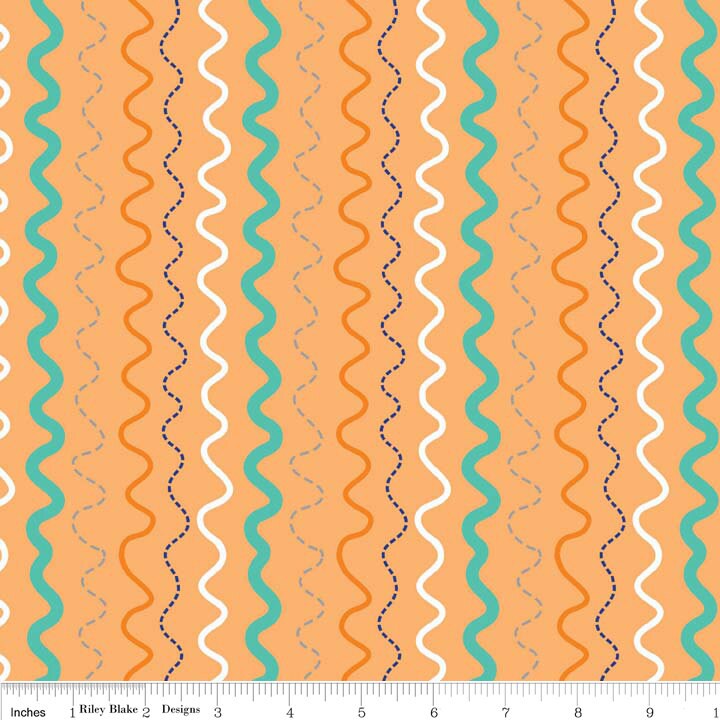 In the Ocean Stripe Orange Yardage - c4113-Orange sold and cut in 1/2 yard increments