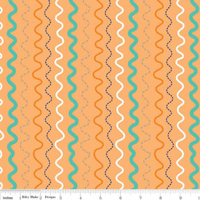 In the Ocean Stripe Orange Yardage - c4113-Orange sold and cut in 1/2 yard increments