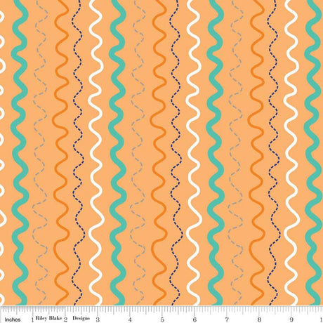 In the Ocean Stripe Orange Yardage - c4113-Orange sold and cut in 1/2 yard increments