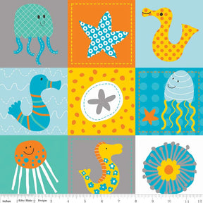 In the Ocean Friends Gray Yardage - c4115-gray by Riley Blake Designs