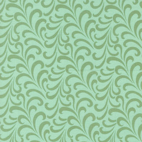 a green and white wallpaper with swirls on it