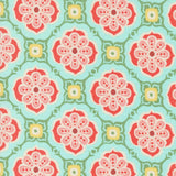 a pattern of flowers on a blue background