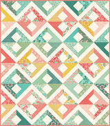 a colorful quilt with many different patterns on it