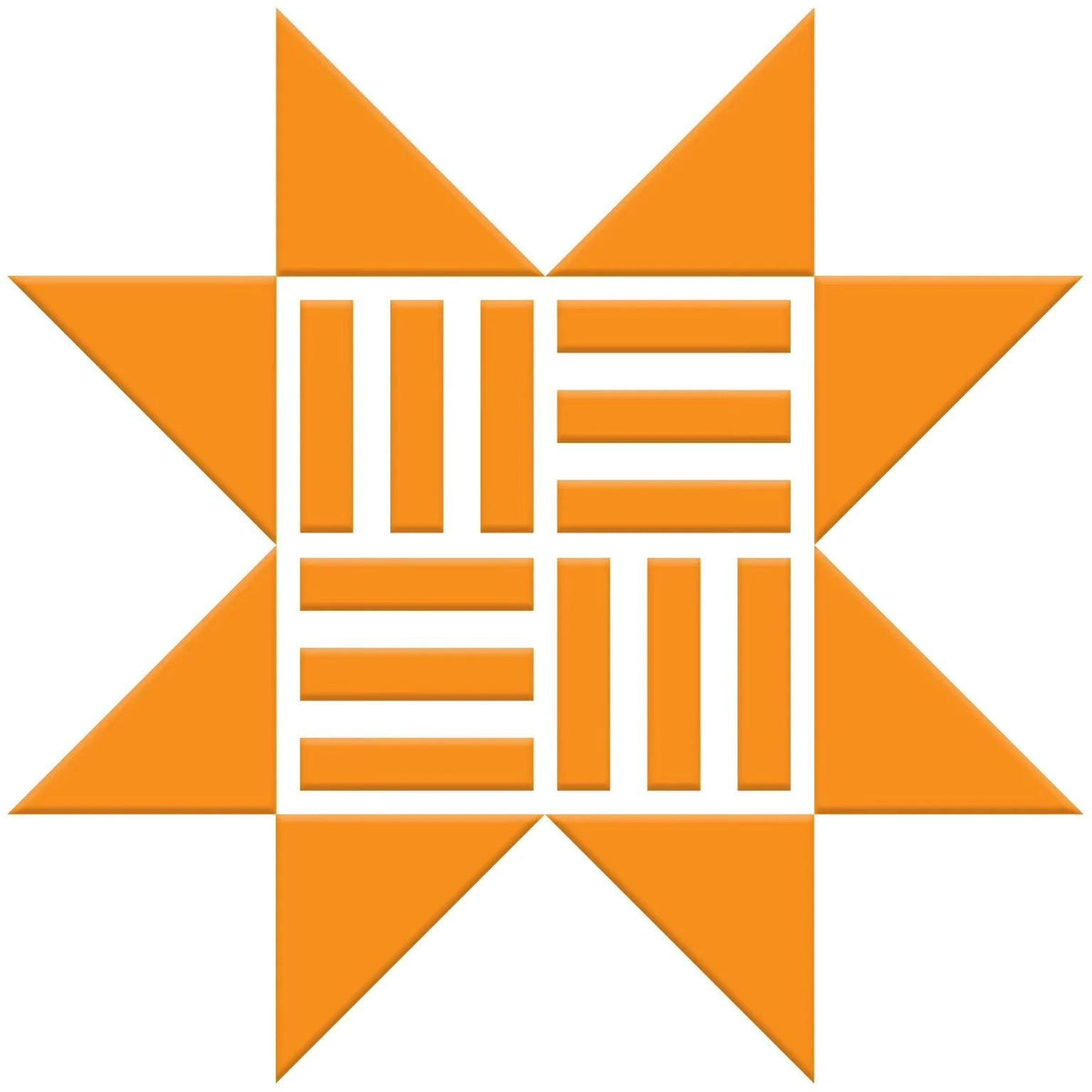 an orange and white logo with a star in the middle