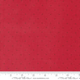 a ruler with a red background with black dots