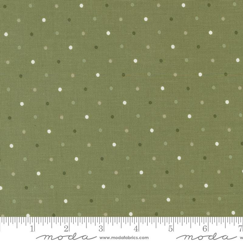 a ruler with a green background with white dots