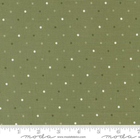 a ruler with a green background with white dots