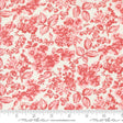 a red and white floral print on a white background