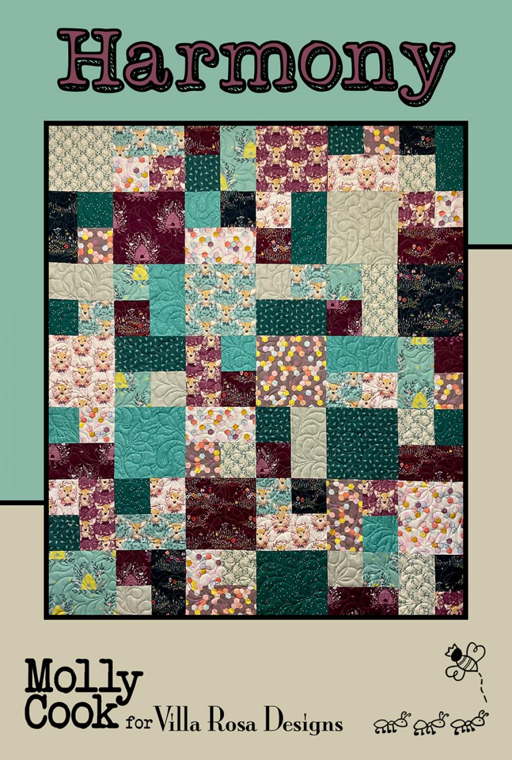 Harmony Quilt Pattern Card by Molly Cook for Villa Rosa Designs finished size 54" x 66"