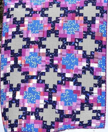 Mosaic Quilt Pattern Card by Running Doe Quilts for Villa Rosa Designs finished size 54" x 72"