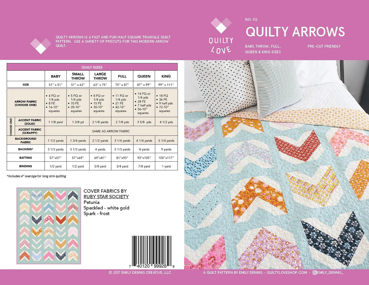 Quilty Arrows Quilt Pattern QLP112 by Quilty Love 3 sizes available see 2nd photo