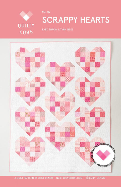 Scrappy Hearts Quilt Pattern QLP132 by Quilty Love 3 sizes available see 2nd photo