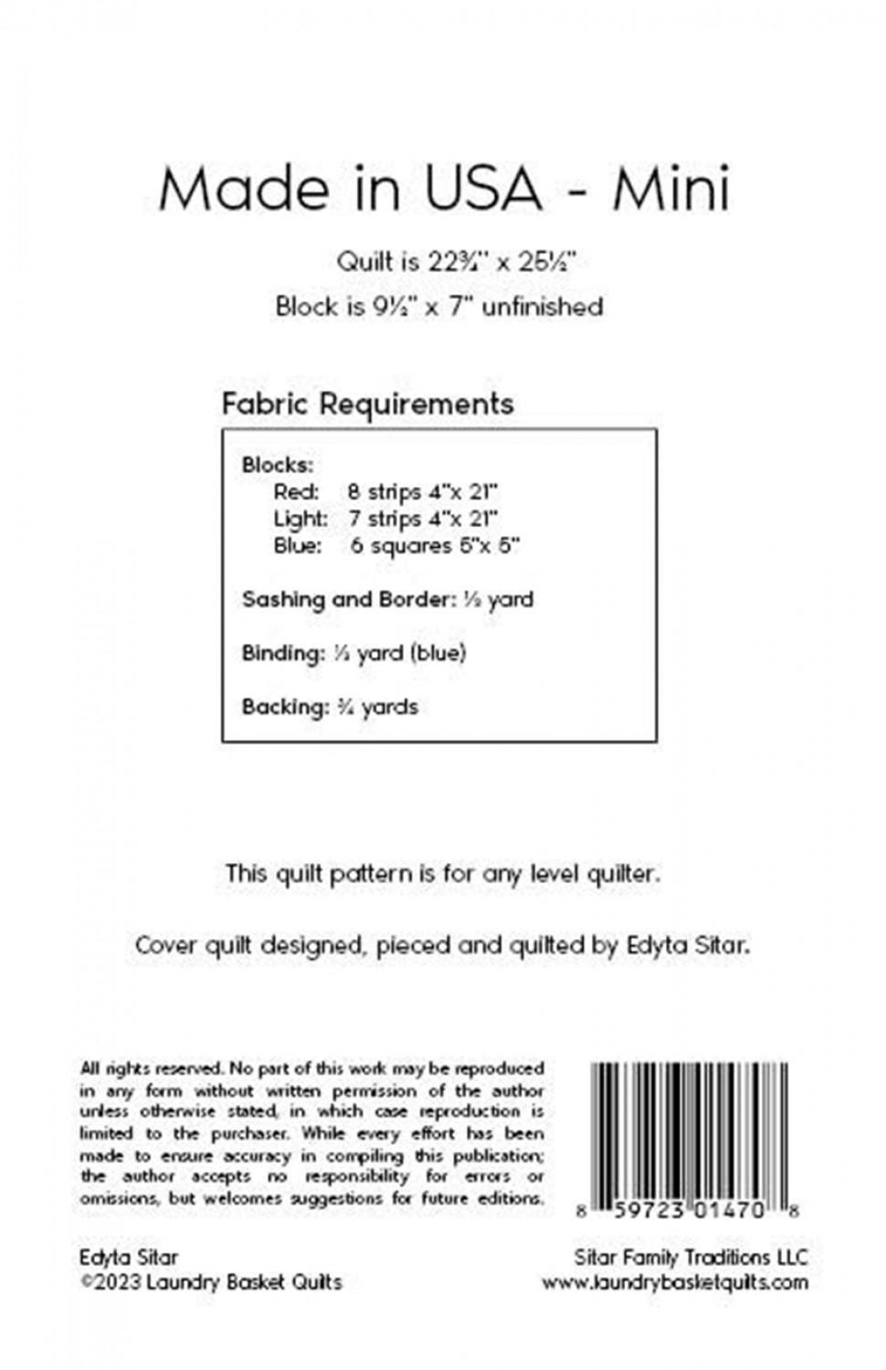 Made in the USA Laundry Basket Quilts Pattern Made in USA LBQ-0655-P