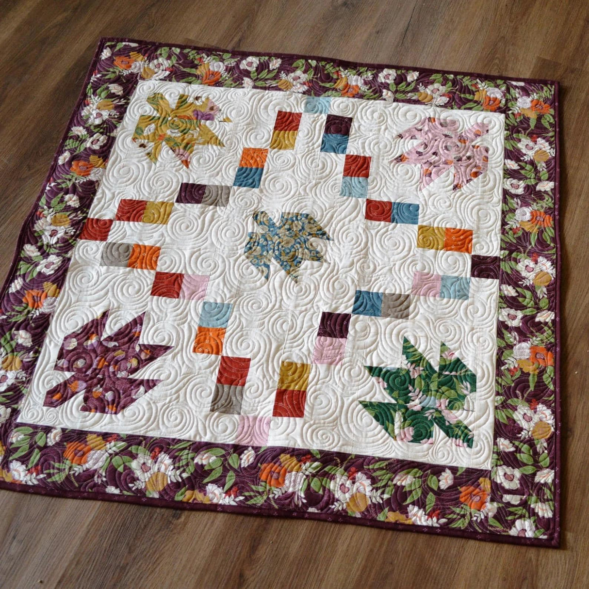 Swirling Leaves Quilt Pattern by Melissa Corry HQ1131 for Happy Quilting 5 sizes