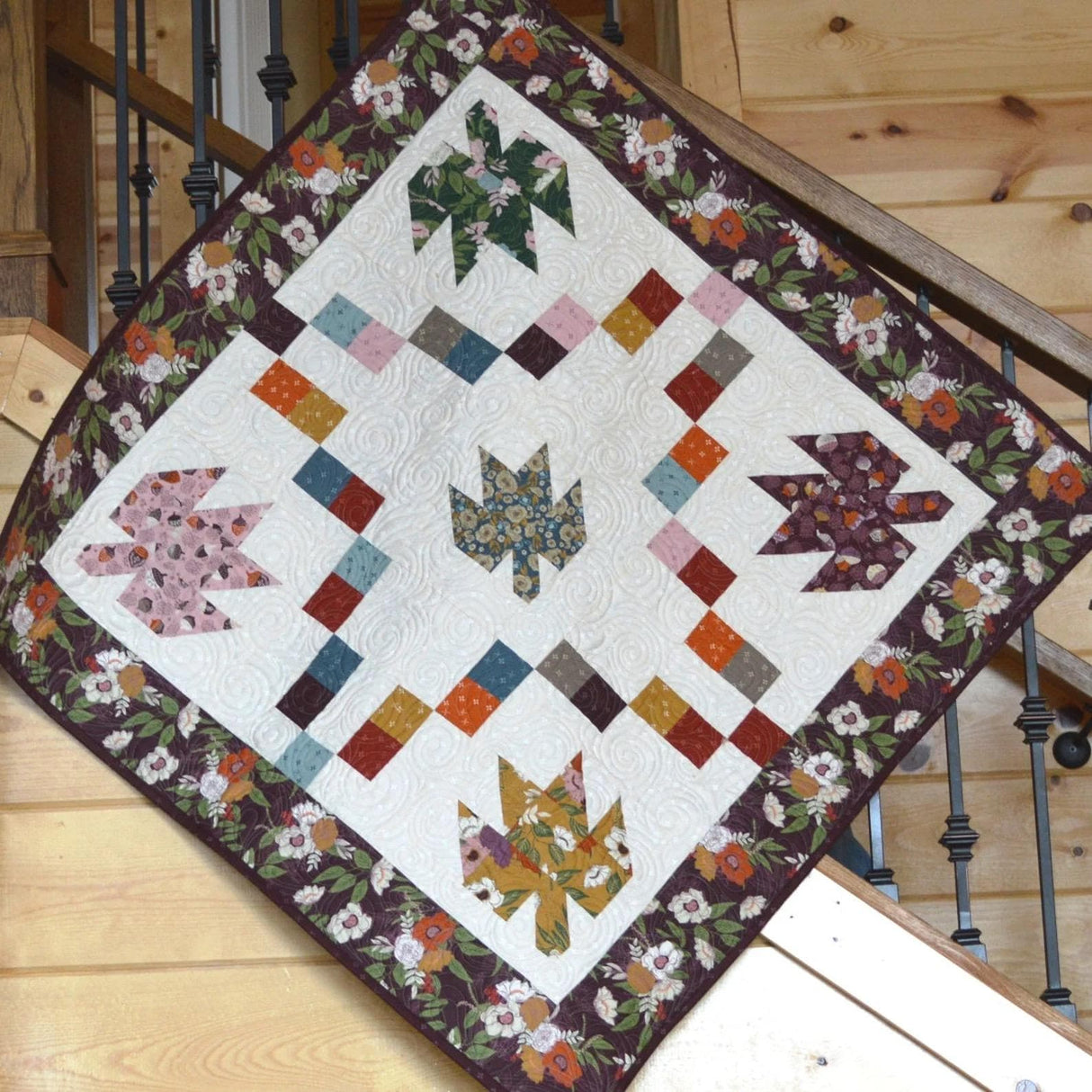 Swirling Leaves Quilt Pattern by Melissa Corry HQ1131 for Happy Quilting 5 sizes