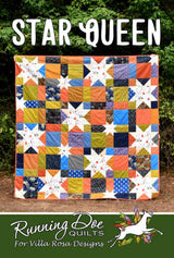 Star Queen Quilt Pattern Card by Running Doe Quilts for Villa Rosa Designs finished size 90" x 90"