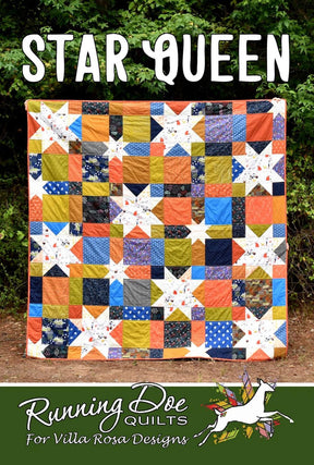 Star Queen Quilt Pattern Card by Running Doe Quilts for Villa Rosa Designs finished size 90" x 90"