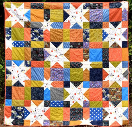 Star Queen Quilt Pattern Card by Running Doe Quilts for Villa Rosa Designs finished size 90" x 90"
