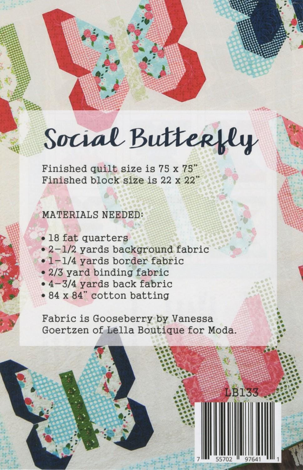 Social Butterfly Quilt Pattern LB136 by Vanessa Goertzen for Lella Boutique