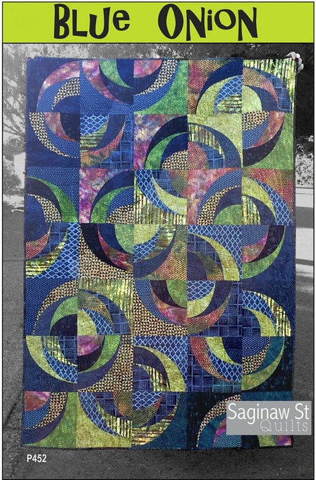 Blue Onion Quilt Pattern by Saginaw St Quilts, Finished Size 50" x 70"