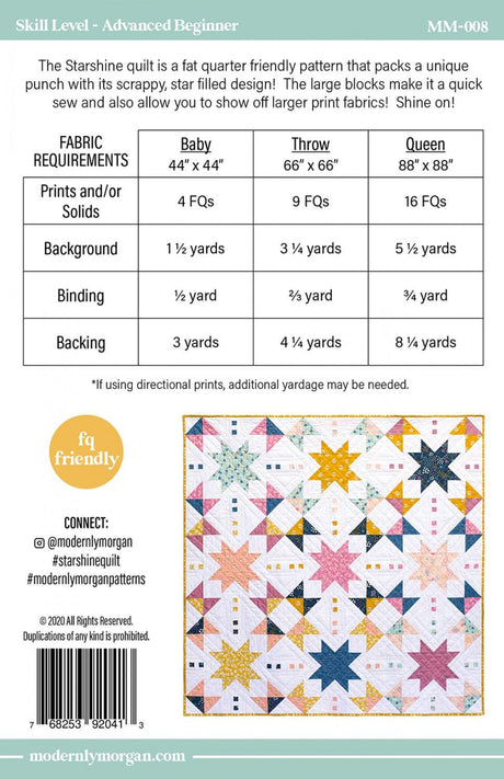 Starshine MM-008 PAPER Quilt Pattern for Modernly Morgan