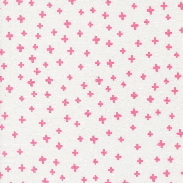 a white background with pink crosses on it