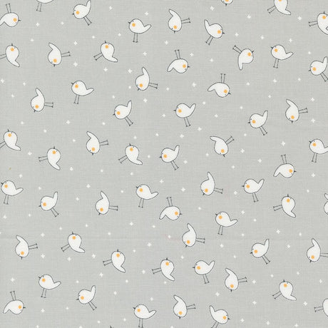 a gray background with white birds on it