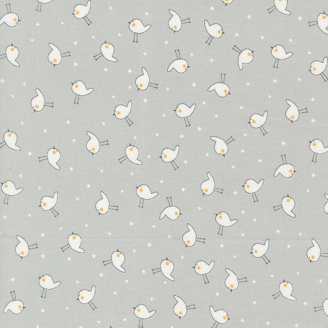a gray background with white birds on it