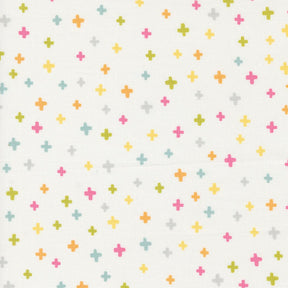 a white background with multicolored crosses on it
