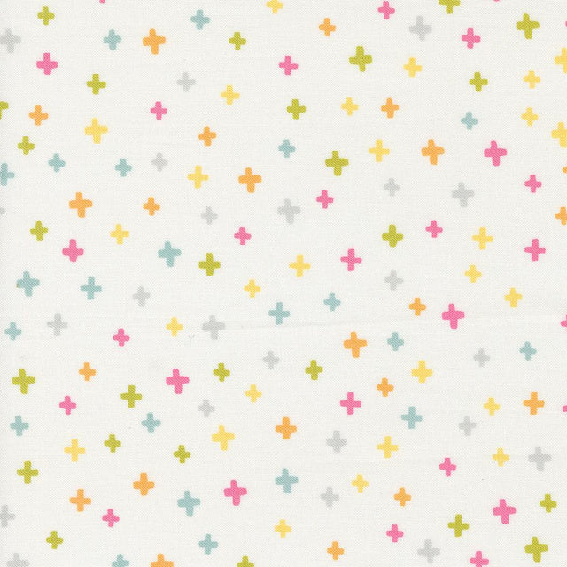 a white background with multicolored crosses on it