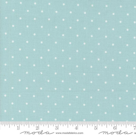 a ruler with a blue background with white polka dots