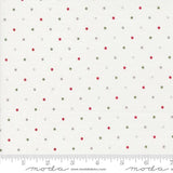 a white background with red and green dots