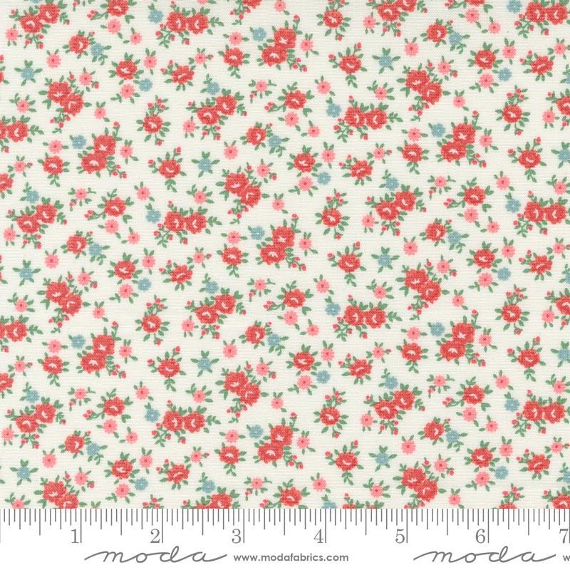 a white background with red and blue flowers